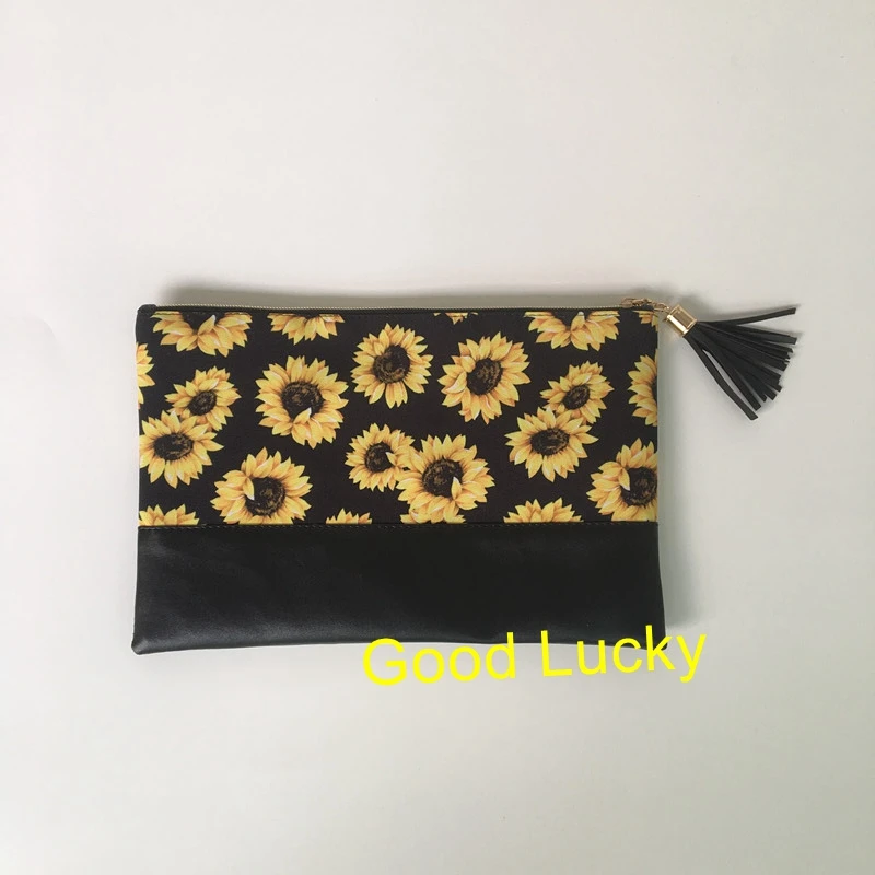 

50pcs/lot Wholesale Alibaba China Factory For Promotion Cheap Price Sunflower Cosmetic Bag Monogram Makeup Bag