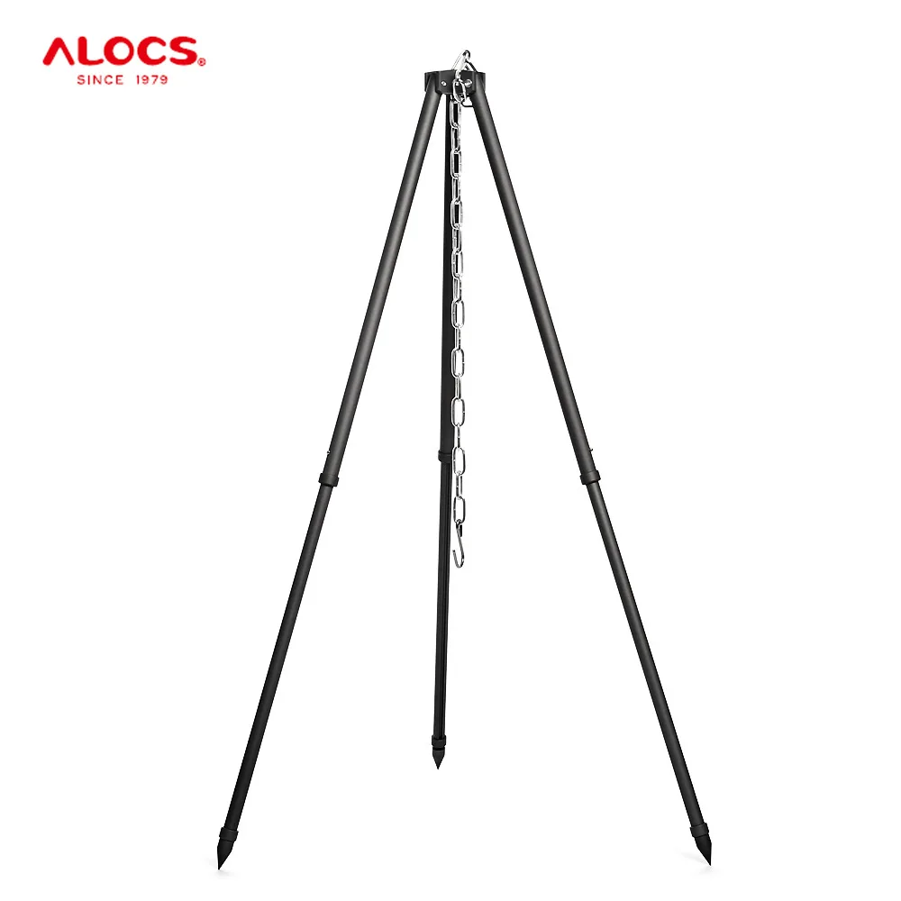 

ALOCS CF - RT06 Aluminum Picnic Campfire Tripod Camping Tripod Hanging Pot Campfire Grill Stand with Bag Barbecue Cookware