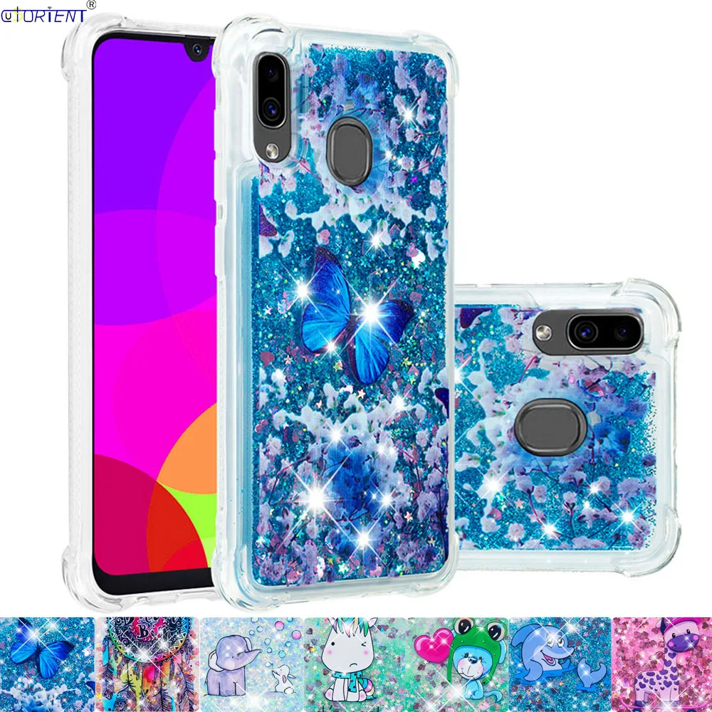 

Cute Cover for Samsung Galaxy A30 A20 Bumper Case SM-A305FN/DS SM-A205FN/DS Bling Glitter Liquid Soft Cases A205FN/DS A305FN/DS