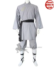 Kids Adults Popular Gray Cotton Shaolin Uniform Buddhist Robe Martial arts Tai chi Kung fu Suit
