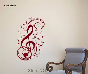 

JOYRESIDE Floral Wall Treble Clef Decal Vinyl Sticker Living Room Bedroom Design Musical Notes Music Room Decor Decoration A163