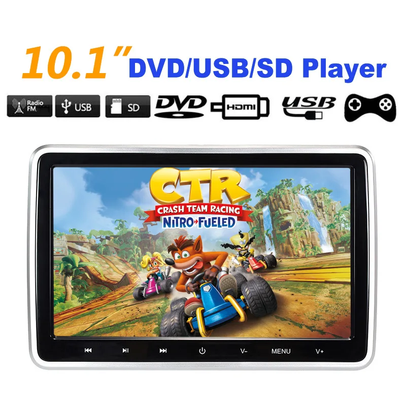 

NEW 10.1Inch Car Monitor Headrest DVD Video Player 1024x600 Digital screen USB/SD/HDMI/IR/FM/AV touch Button Game Remote Control