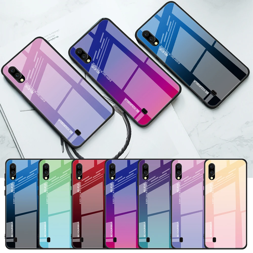 Градиент закаленное Стекло чехол для телефона samsung Galaxy A80 A90 A60 M40 A40 A70 A20E A10 A50 A20 A30 A9