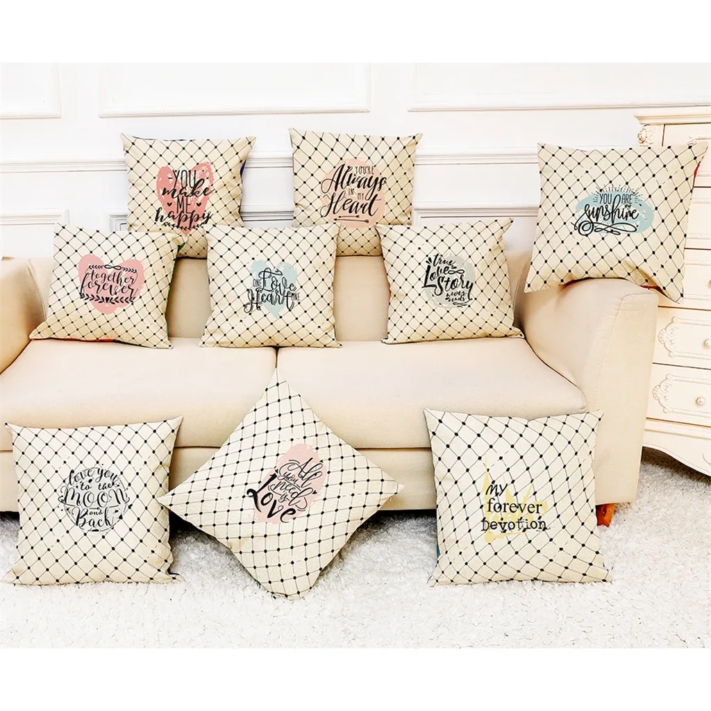 

ISHOWTIENDA Home Decor Cushion Cover Happy Valentine's Day Throw Pillowcase Pillow Covers