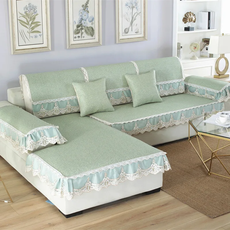 

Cool Ice Silk European Sofa Cover Couch Lace Sofa Cushion Living Room Non-slip L-shaped Sofa Cover Sofa Towel