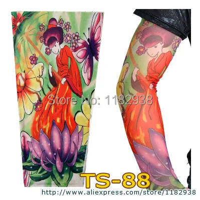 One Piece Colorful Floral Print Tattoo Sleeve Temporary Tattoo Arm Stocking Tattoo Handle Stocking Tattoostocking Straps Aliexpress