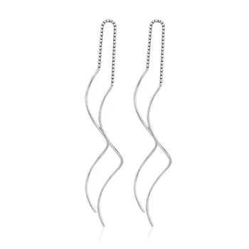 

925 Sterling Silver Tassel Charm Drop Earrings For Women Wedding Jewelry Earring Female Brinco oorbellen eh192