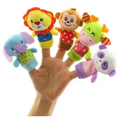 Лидер продаж 5 шт. милый мультфильм животных Finger плюшевые игрушки ребенок пользу куклы мальчики девочки палец куклы плюшевые игрушки для