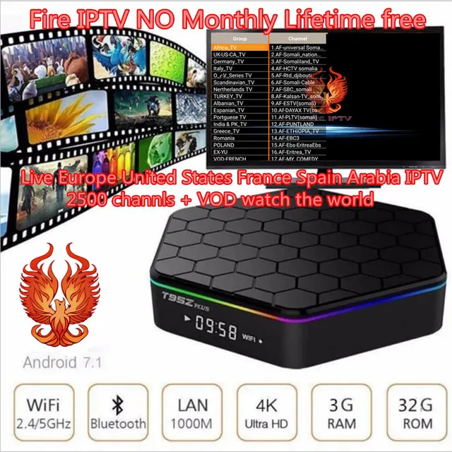 Cheap T95Z Plus Mini Tv Box Android 7.1 TV Box join HAOSIHD Fire iptv Lifetime free Smart tv Box Media Player Receive 2500 channels