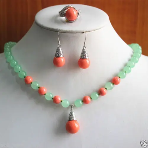 

Jewelry 001404 Jewelry Jade Pearl Necklace Earring Ring set 7,8,9 can choose (A0423)
