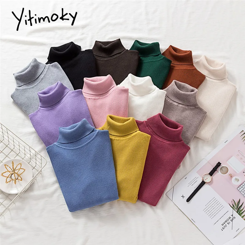 

Women sweaters and pullovers Acrylic Turtleneck knitted winter clothes Korean sweater long sleeve Casual Solid striped shirt