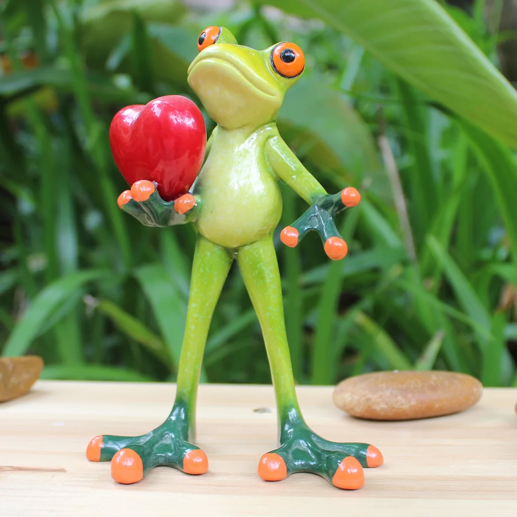 Resin Frogs Figurine Kawaii Yoga Animal Sculpture Dolls Model Ornaments Car Home Garden Decoration
