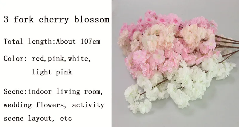 Flone Artificial Plastic Fake Flowers Silk Cherry Blossom Branches Flowers For Wedding Home Party Office Decoration (21)