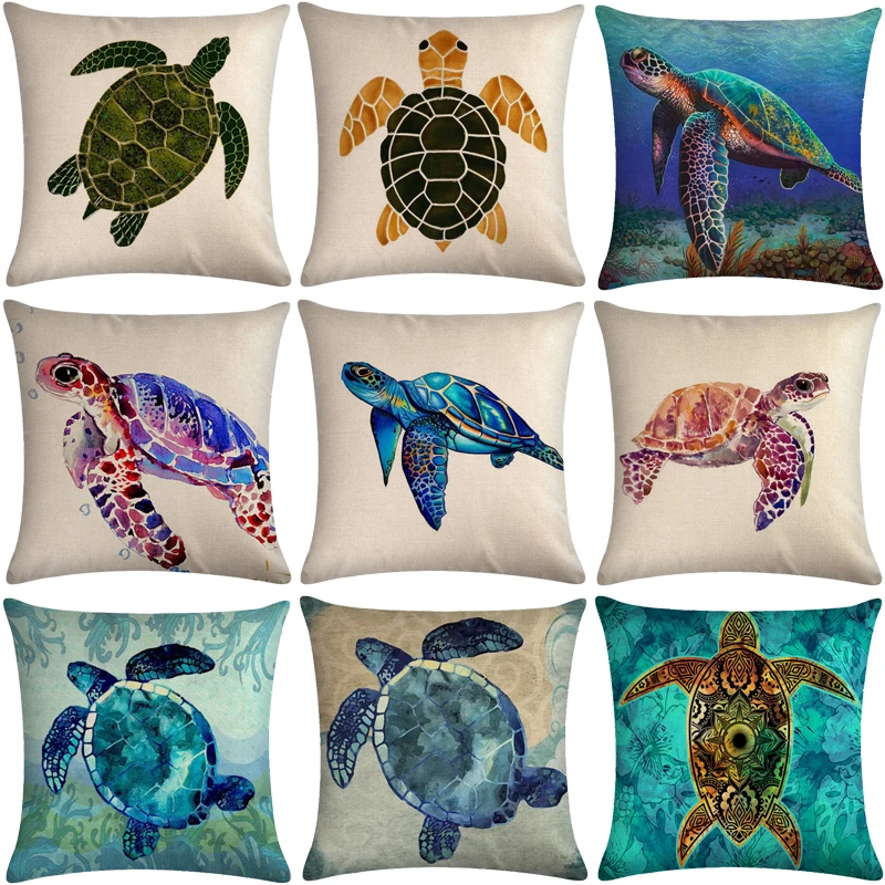 

Marine Turtle Sofa Decorative Cushion Cover Pillow Pillowcase Linen 45*45 Throw Pillow Home Decor Pillowcover 40616