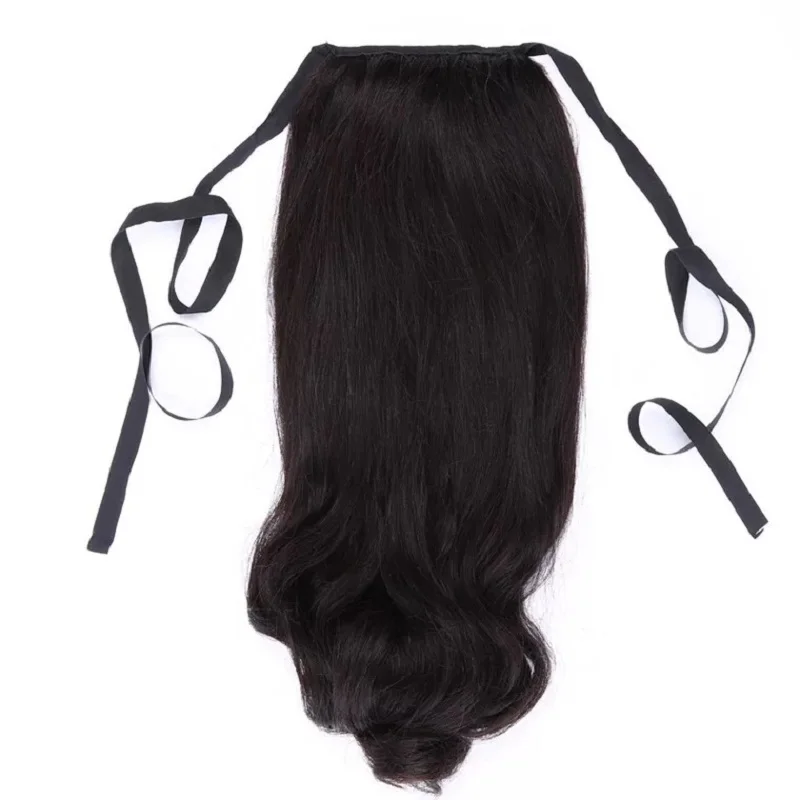 Full Shine Ribbon Ponytails Solid Color Hair Extensions Clip in