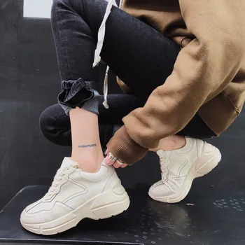 

Genuine Leather sneakers women fashion 2019 spring Ultralight platform sneakers Do the old style casual shoes women