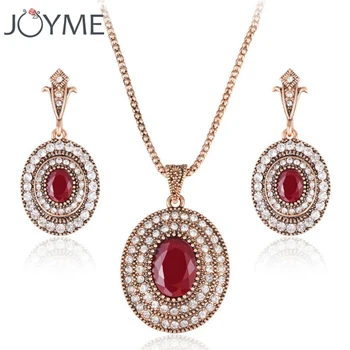 

Brand Turkish Jewelry Statement Big Oval Necklace Chain Hanging Earrings Bronze Jewellery Set My Orders Bridesmaid Gift 11.11