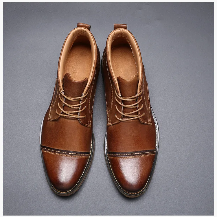 Г. Новые мужские Ботильоны мужские ботинки на шнуровке из натуральной кожи Мужская зимняя повседневная обувь на шнуровке большой размер, мужская обувь с высоким берцем