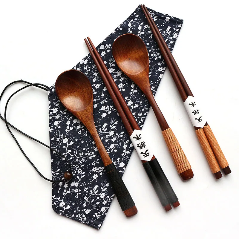 1 пара палочек для еды+ 1 ложка ручной работы, японские палочки для еды из натурального дерева, набор ложек с подарочным карманом, бамбуковая палочка для еды