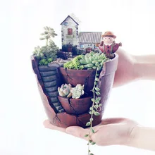 Succulent Plants Flowerpot Micro-landscape Pot Garden Decoration Saksi Planter Bonsai Trough Box Plant Bed Flower Pot Gift
