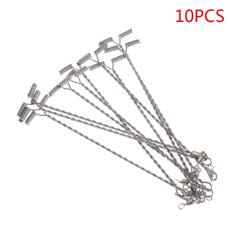 

10Pcs Fishing Wire Arm With Swivel T Shaped Stainless Steel 9/12/15cm Rig Tackle