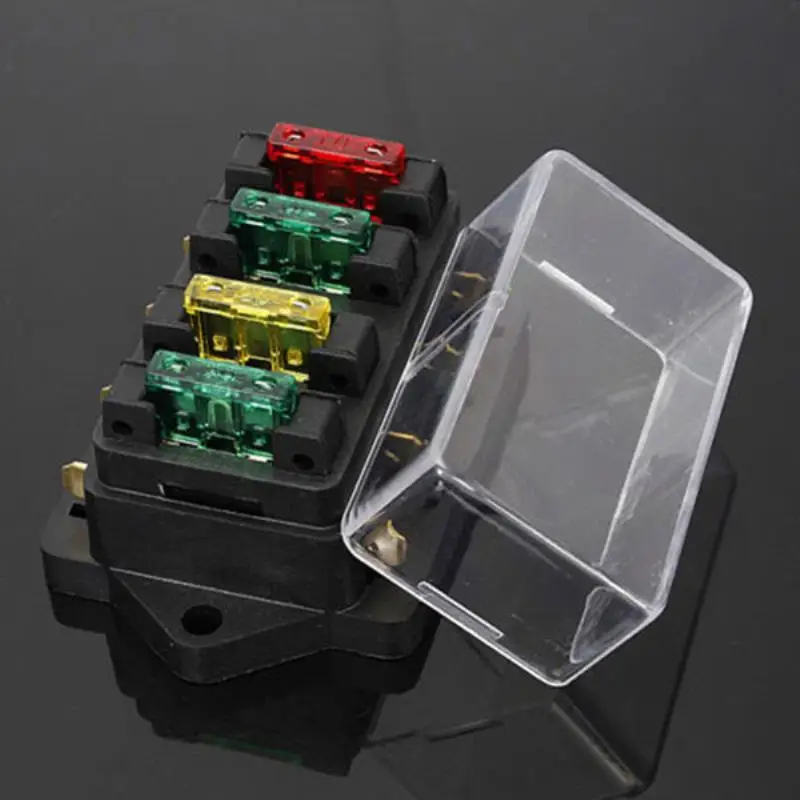 

DC 24V 4 Way Fuse Block Holder Box Automotive Car Trailer Auto Circuit Blade Fuse Box With 4pcs Fuse