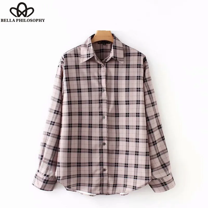 Wonder 2018 new autumn vintage long sleeve plaid pattern loose smock blouse shirt women business casual slim  femininas blusas