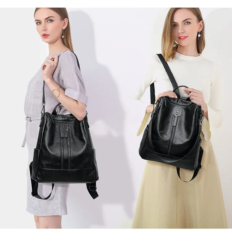 Новый Для женщин Простые наушники отверстие рюкзак женский кожаный рюкзаки для девочек-подростков школьные сумки 2018 Винтаж сумка