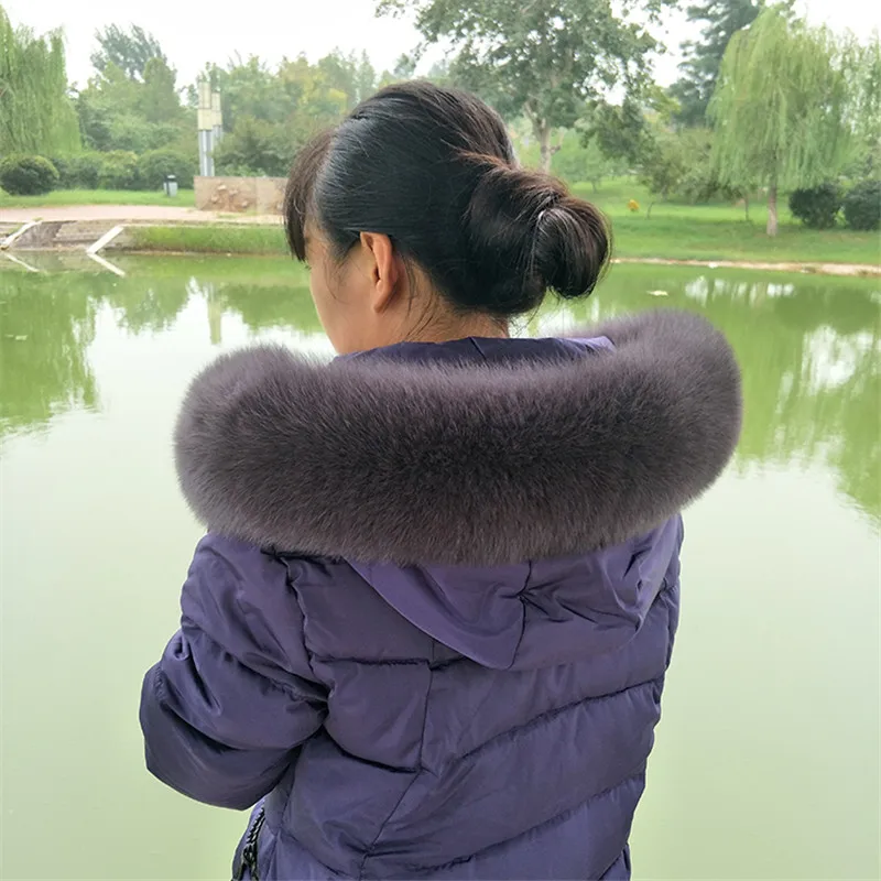 New fashion Natural Fox fur collar Winter scarf shawl multicolor fox fur collar Scarves Solid warm Women hood fox fur muffler