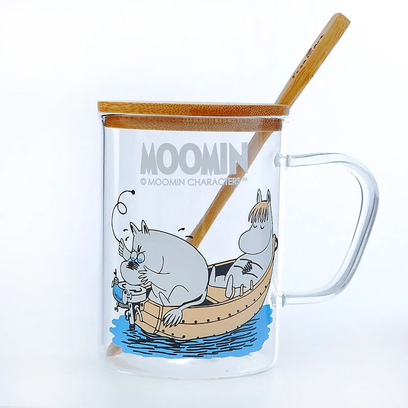 Муми-тролль, финская сказочная кружка Muumien, Муми рюмка с деревянной крышкой, ложка, здоровое горячее молоко, вода, керамическая кружка для завтрака, мультфильм - Цвет: NO3