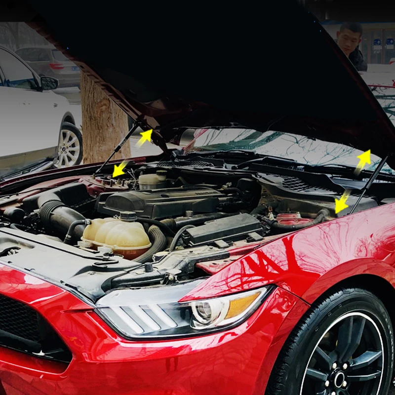 For Ford Mustang 2015-Front Hood Bonnet Lift Support Poles Struts Shocks Hydraulic Rod Gas Springs Car Accessories front bonnet gas struts