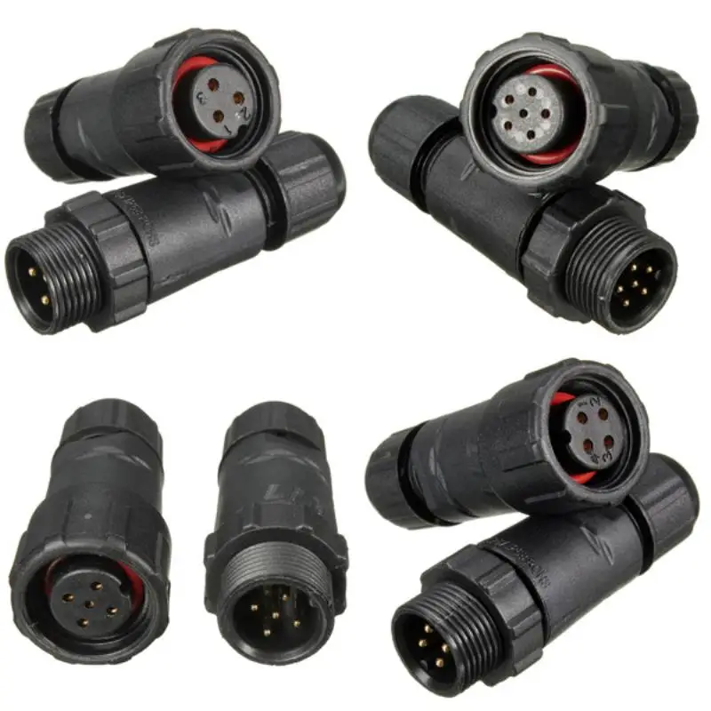 1pc 3/4/5/6Pins Assembled Waterproof  Plug Socket IP68 Gold Plated Soldering Connectors