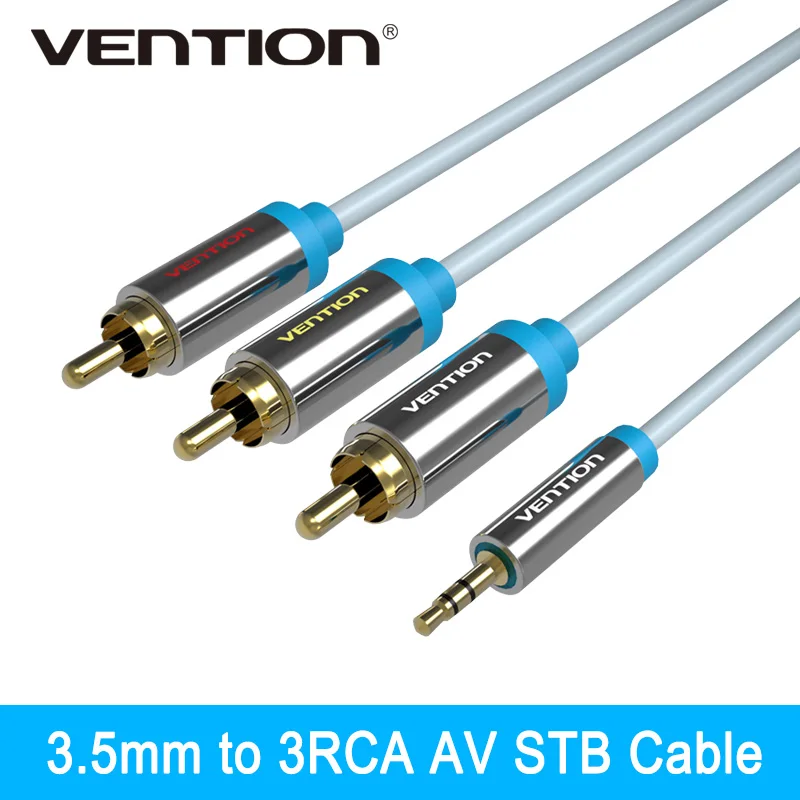 

Vention High Quality 3.5mm Jack to 3 RCA Cable Jack 3.5mm to AV Converter Cable Metal Shell For Stereo VCD DVD Computer