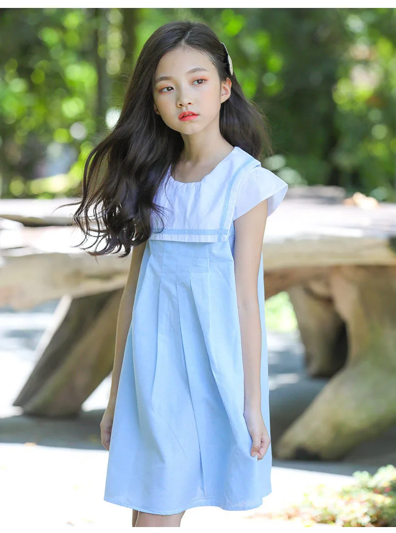 New 2019 Preppy Style Sleeveless Patchwork Children Dresses Clothing Toddler Big Girls Summer Dress Kids Cotton Party Dresses (9).jpg