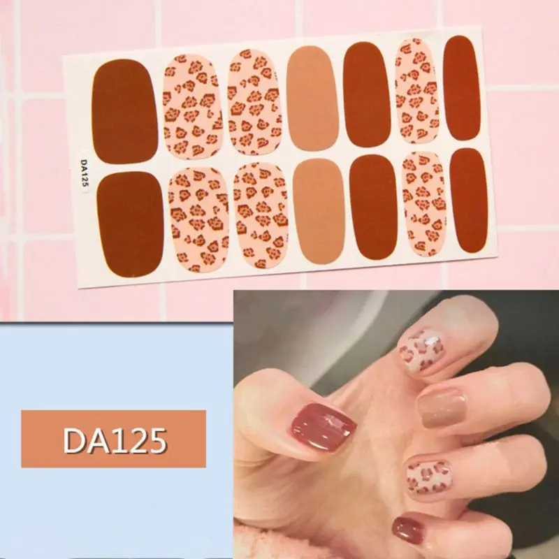 

14Tips/Sheet Vintage Leopard Full Nail Art Stickers Wraps Fingernail Patches Decals DIY Waterproof Manicure Strips Tool