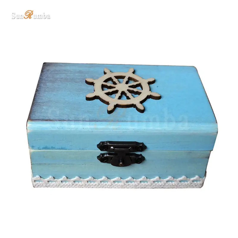 

1pcs Beach Rustic Wedding Ring Box Marine Wedding Decoration Party Wooden Decor Supplies for Wedding Decorating Pillow for Rings