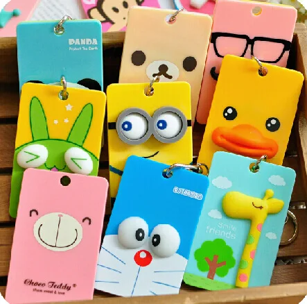 

2016 New Arrival 10*6.4*0.7CM Cartoon PVC ID Card Holders Cute Bus Card Hanging Neck Sleeve Lanyard Access Card LIANGKA Brand