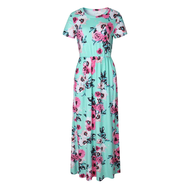 Vestido longo feminino para verão 2019, estampa