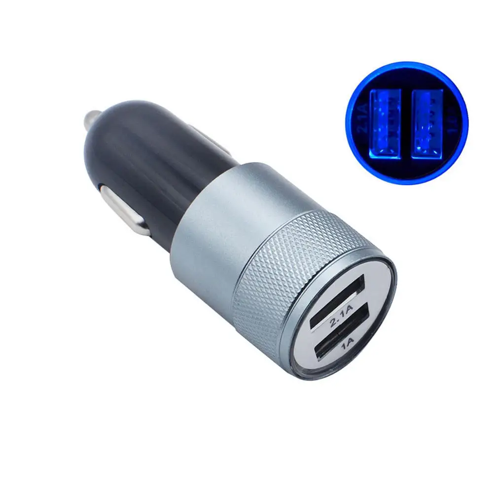 Автомобильное зарядное устройство с двумя USB портами металлическое