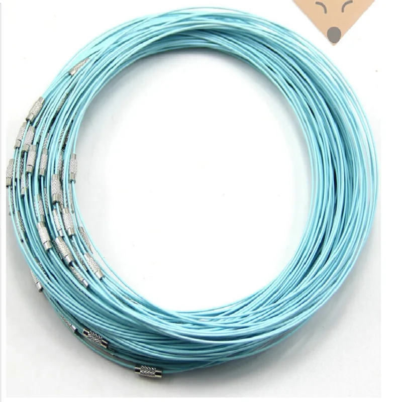10pcs/lot 46cm Mixed Color Stainless Steel 18" Woman's Choker Necklace Jewelry Wire Rope Cord Necklaces DIY Jewelry Findings