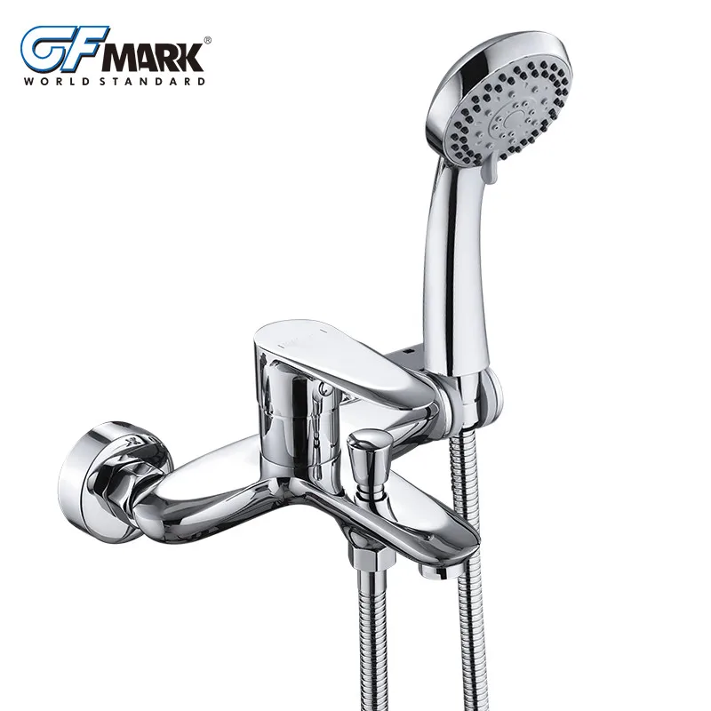 Gfmark Shower Faucet Set Wall Mounted Chrome Brass Bath Tub Mixer