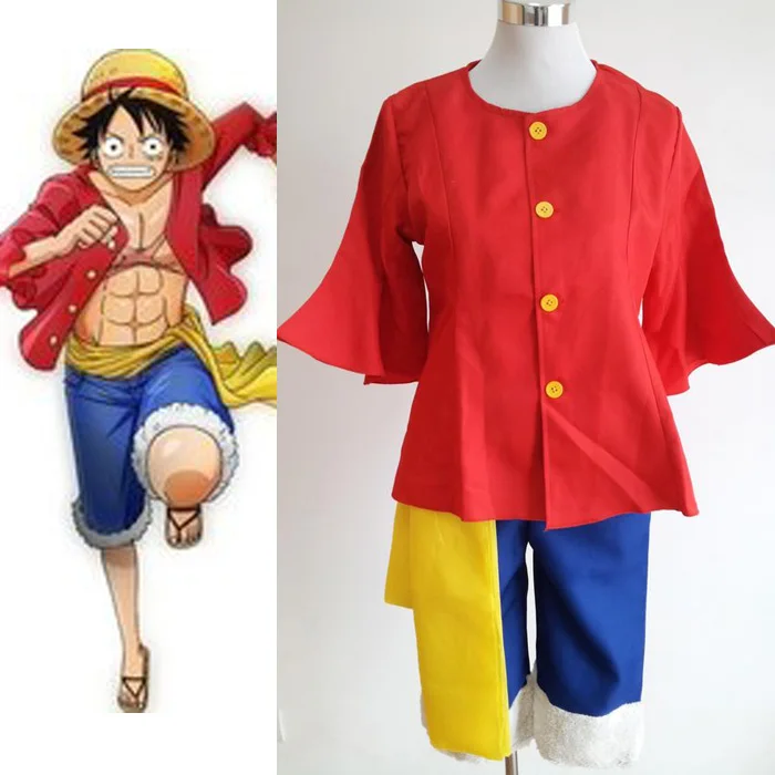 Японское аниме one piece Monkey D. Luffy костюм Comic con ролевые игры Косплей Луффи одежда с шляпой - Цвет: Only costume