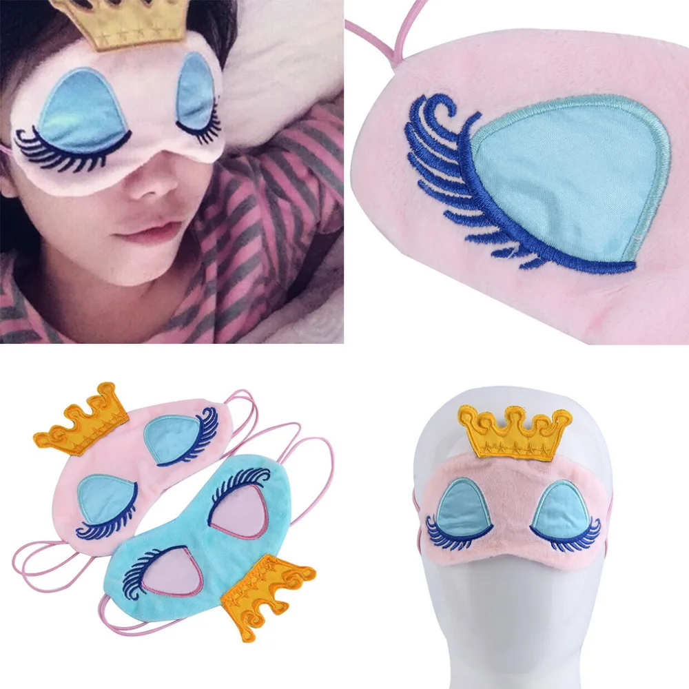 

1 pcs Princess Crown Fantasy Eyes Cover Travel Sleeping Blindfold Shade Eye Mask health care blue/pink