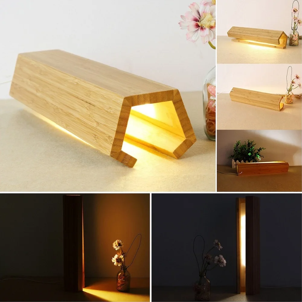 Creative Led Table lamp Dimmable Wooden Desk Light USB Bamboo Night Light Bedroom Bedside Reading lighting home Decoration