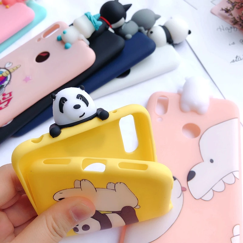 Y7 3D чехол для huawei Y7 чехол для телефона Kawaii Медведь Единорог силиконовый чехол для etui huawei Y7 Prime чехол+ отпечаток пальца