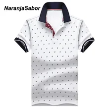 NaranjaSabor Для мужчин, е-образная Летняя женская кофта из хлопка с принтом рубашки Для мужчин s брендовая одежда короткий рукав рубашка со стоячим воротником, мужские рубашки N491