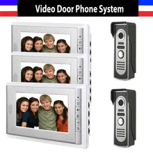7 Inch Video Door Phone Doorbell Intercom System Zinc Alloy panel IR Night Vision waterproof Camera Video Doorphone 3-Monitor
