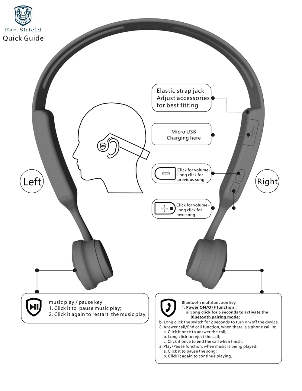 ALWUP Wireless Headphone Bluetooth earphone Bone Conduction Sports Stereo Headset for Phone with Microphone Bluetooth 4.2-4