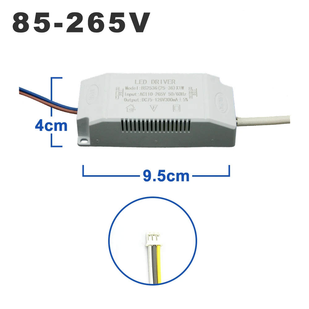 AC85-265V светодиодный драйвер три цвета постоянный ток 300 мА выход 1-60 Вт переменный светильник источник питания внешний или светодиодный потолочный светильник