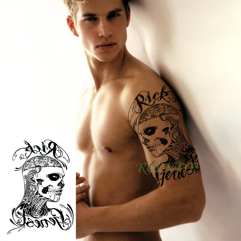 

Waterproof Temporary Tattoo Sticker skull head Large size Fake Tatto Flash Tatoo leg belly Arm back for Men Women girl